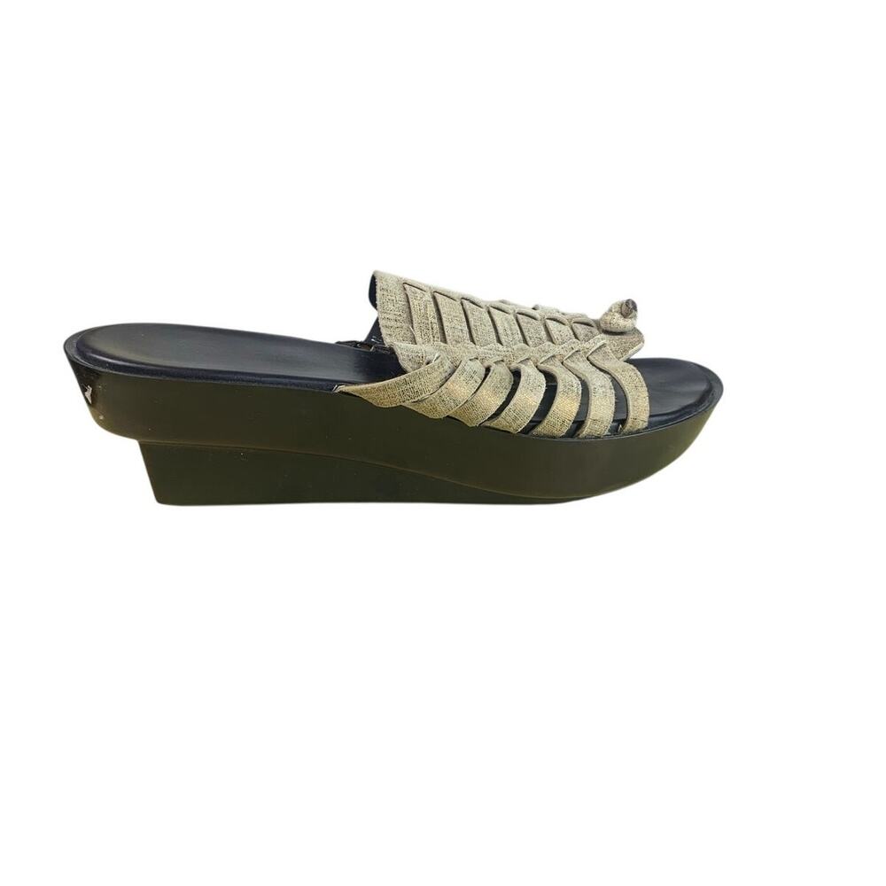 Donald J Pliner Cissy Platform Sandals Gold Black Leather 8.5